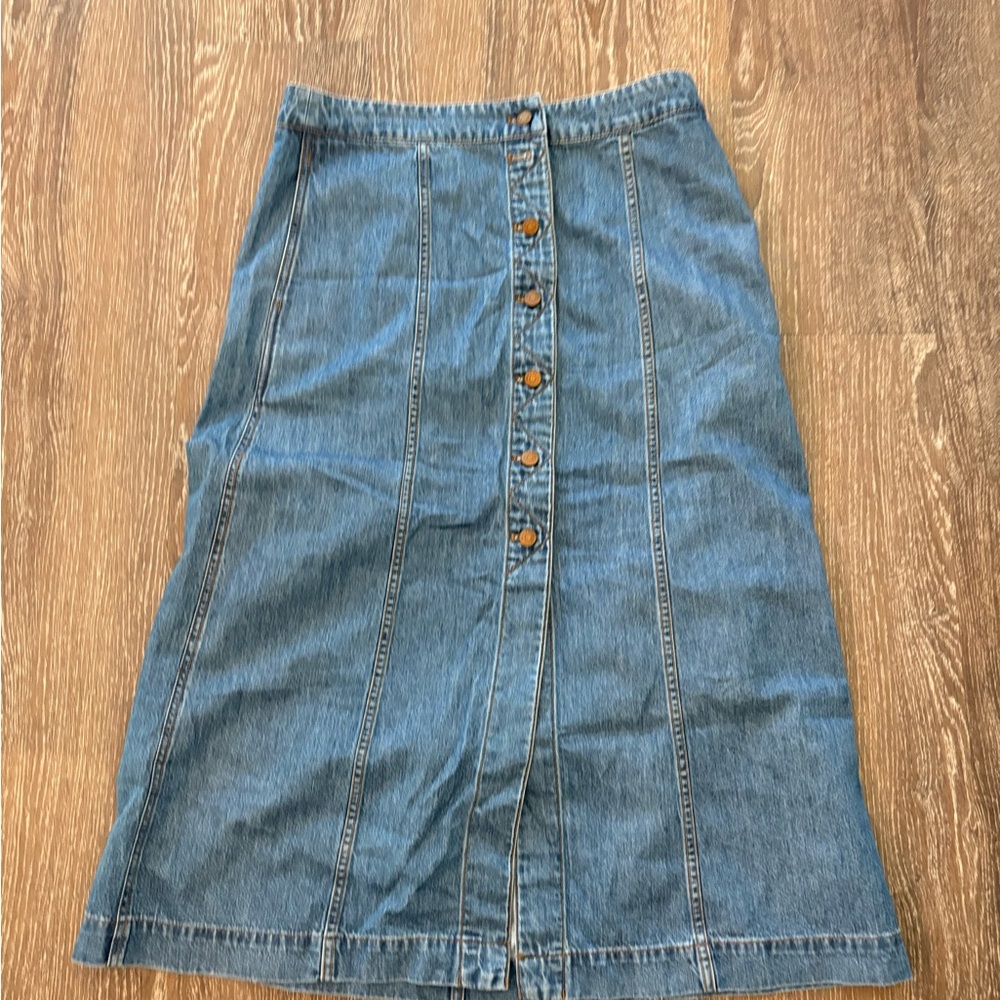 Madewell Blue Denim Midi Skirt